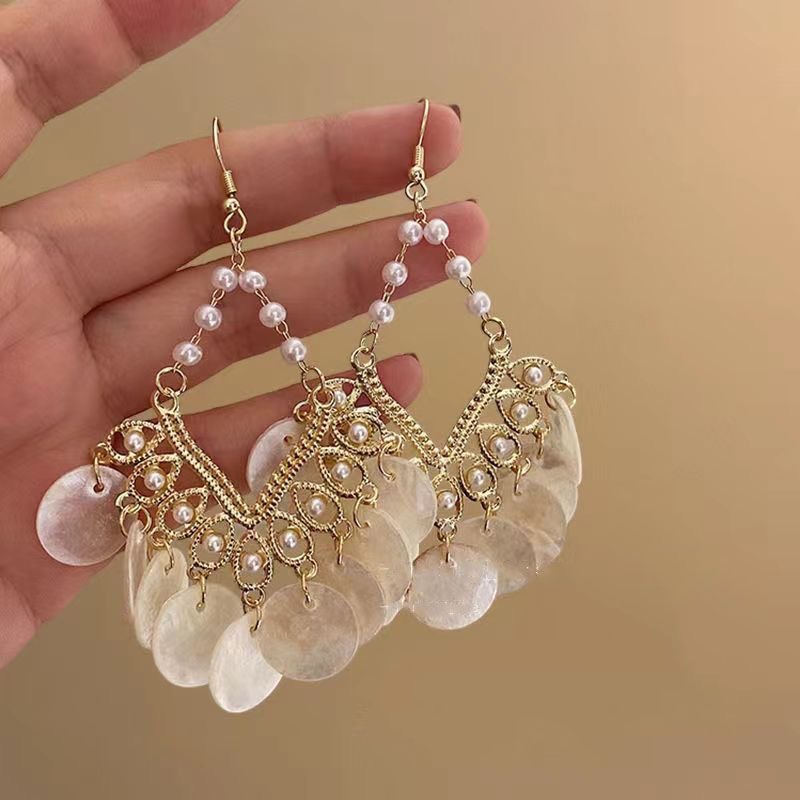 Bamboo rattan straw woven circle earrings women exaggerated earrings Bohemian ear accessories