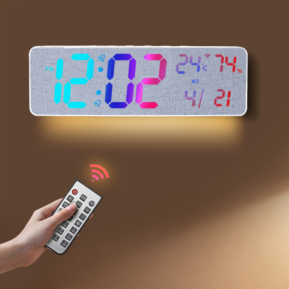 Digital Wall Clock Auto Time Bluetooth Smart Light Sensor Snooze Alarm Countdown Electronic Calendar Clock RGB Clock