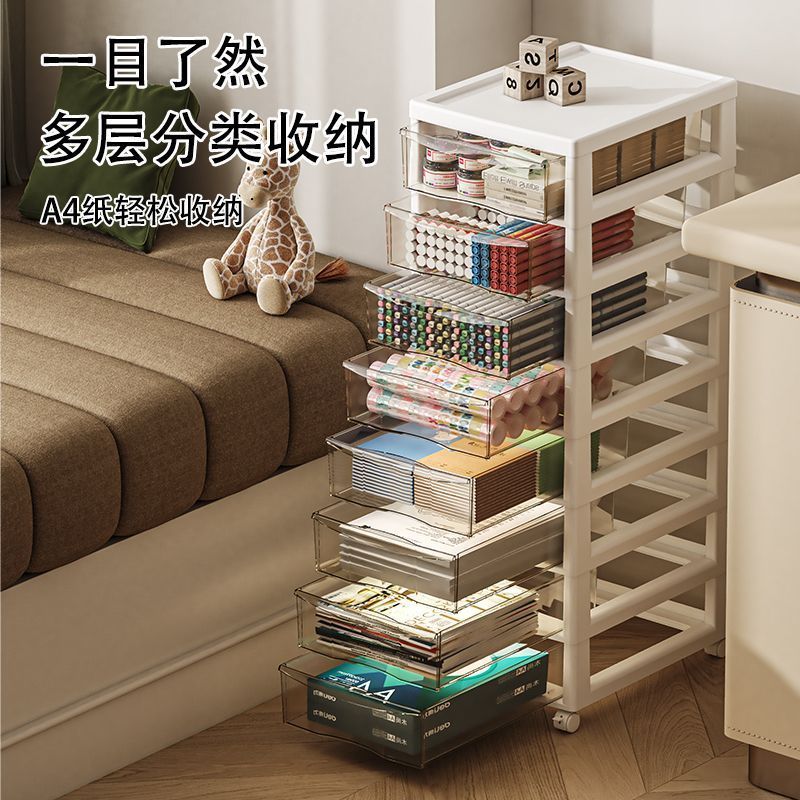 Multi-layer storage rack drawer type knead storage box home under table transparent with wheels storage push cart type shelf