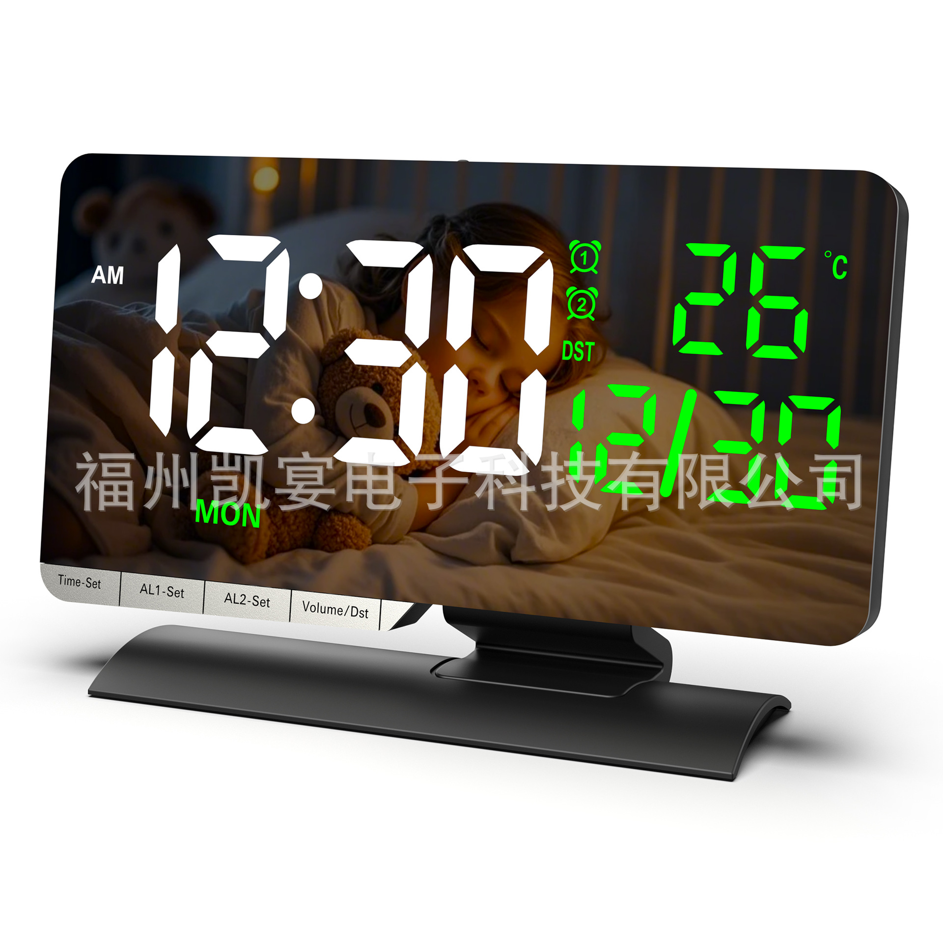 2026 New Temperature Calendar Week Electronic Clock LED Mirror Daylight Saving Time Desktop Electronic Alarm Clock