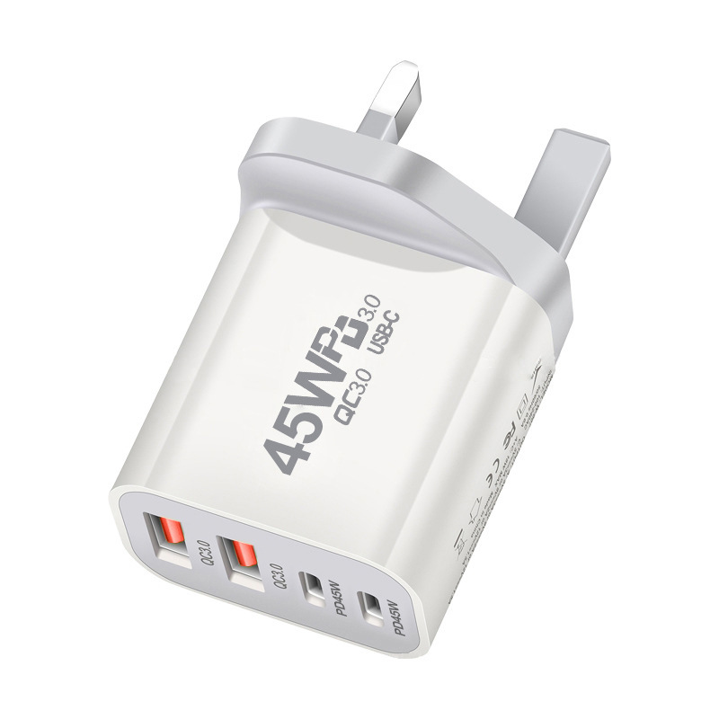 45W GaN PD Charger Dual PD+USB Mini 4-Port Charger 45W Australia Standard PD Fast Charger