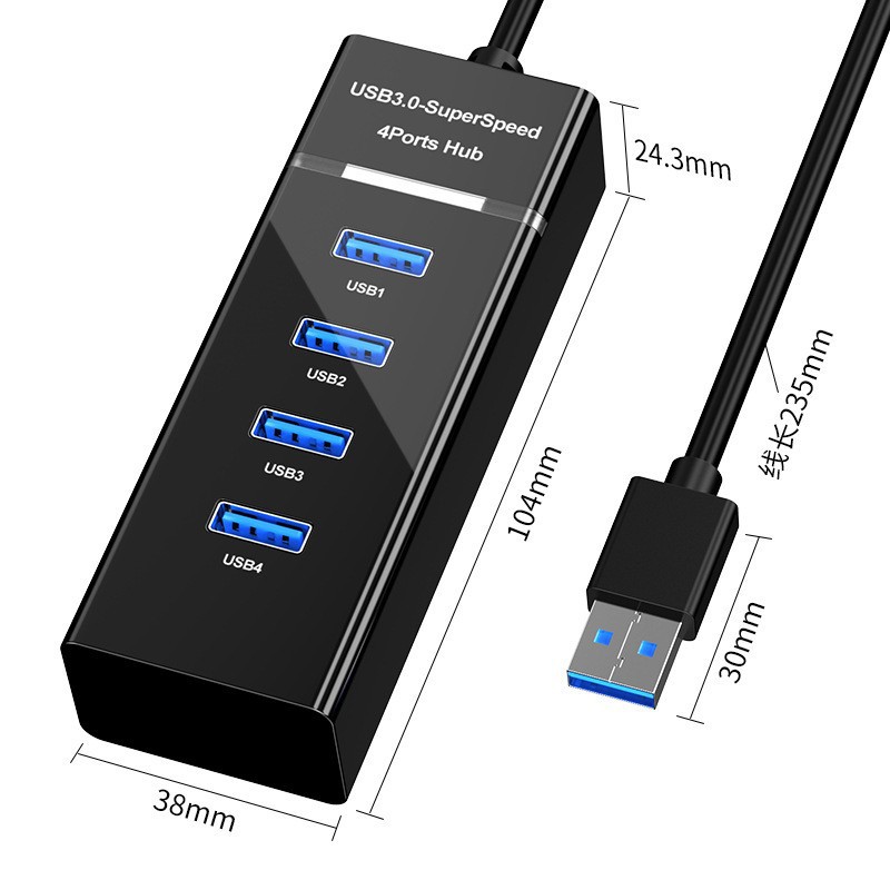 USB3.0 1-to-4 Light Strip Hub Universal Expansion Dock for Computer Laptop High-Speed Transmission Gaming Atmosphere Desk Setup