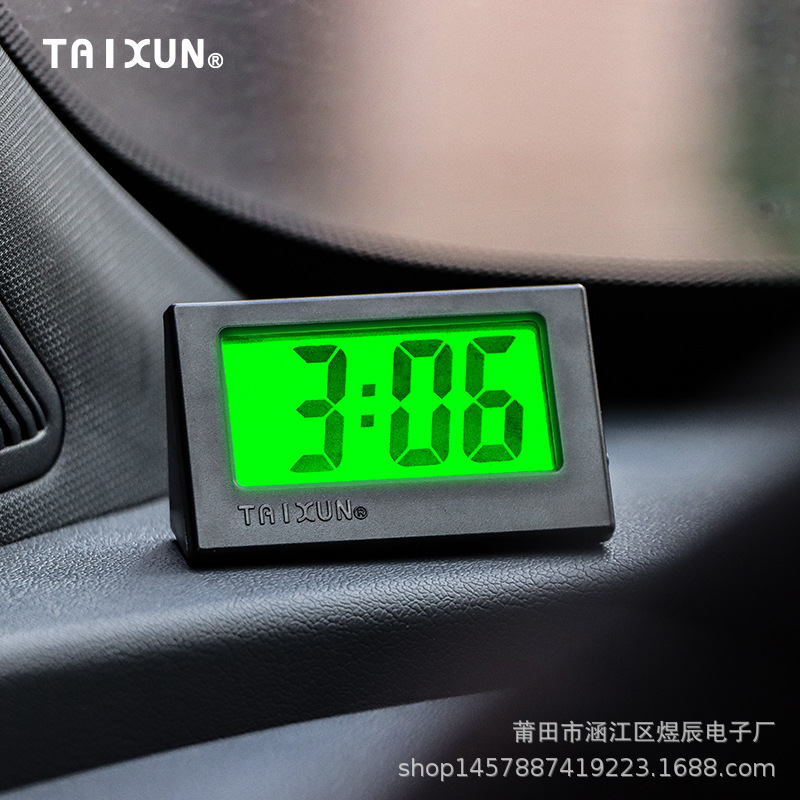 Luminous Triangle Clock Car Clock Dashboard Electronic Watch Shockproof High Temperature Resistant Car Adhesive Watch Portable