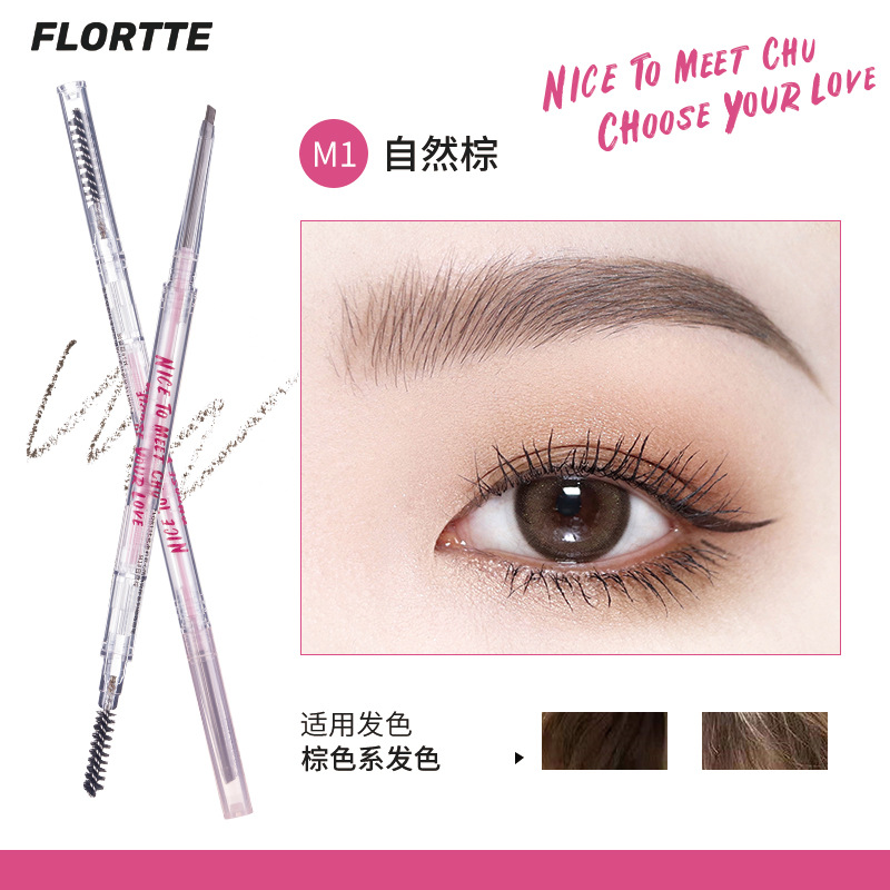 Authorized Flortte Double-Ended Ultra-Fine Eyebrow Pencil and Eyebrow Powder Makeup