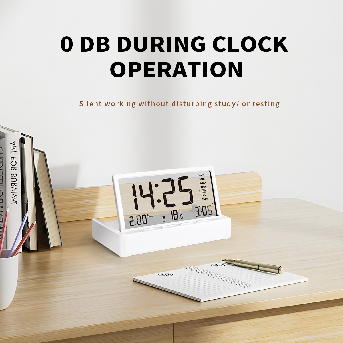 Smart alarm clock electronic clock foldable desktop bedside clock temperature date display student children bedroom office