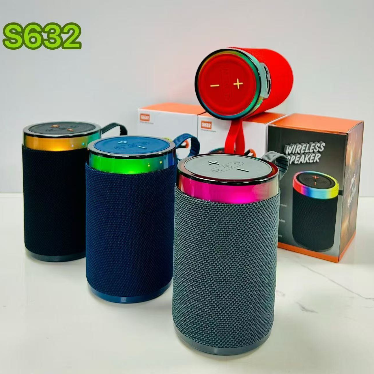S632 Colorful Light Bluetooth Audio Outdoor Portable Bass Home Desktop Small Mini Fabric Speaker