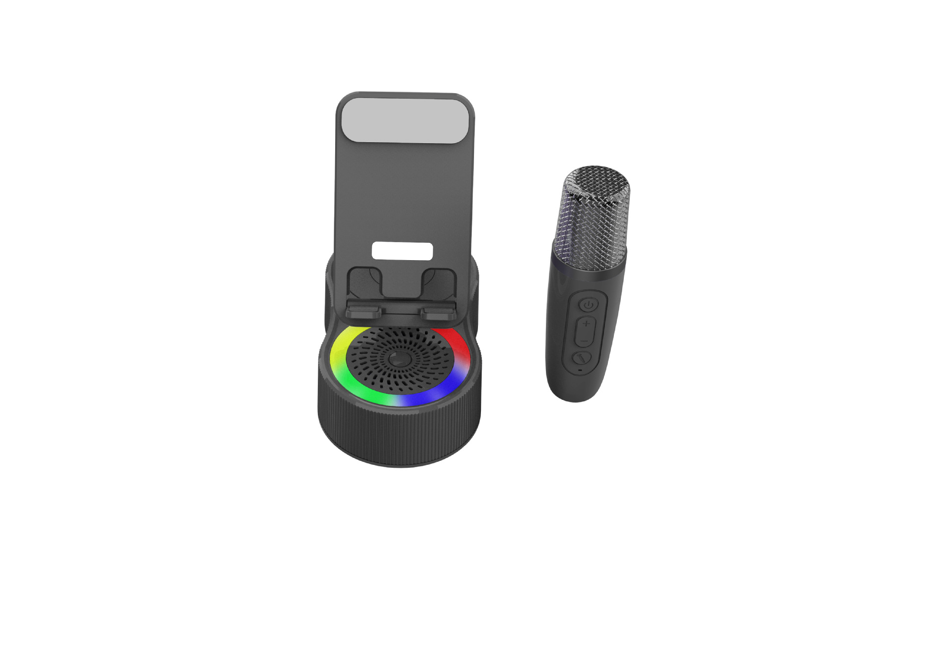 Portable Bluetooth audio multifunctional five-in-one K-song power bank RGB light phone holder small speaker wireless