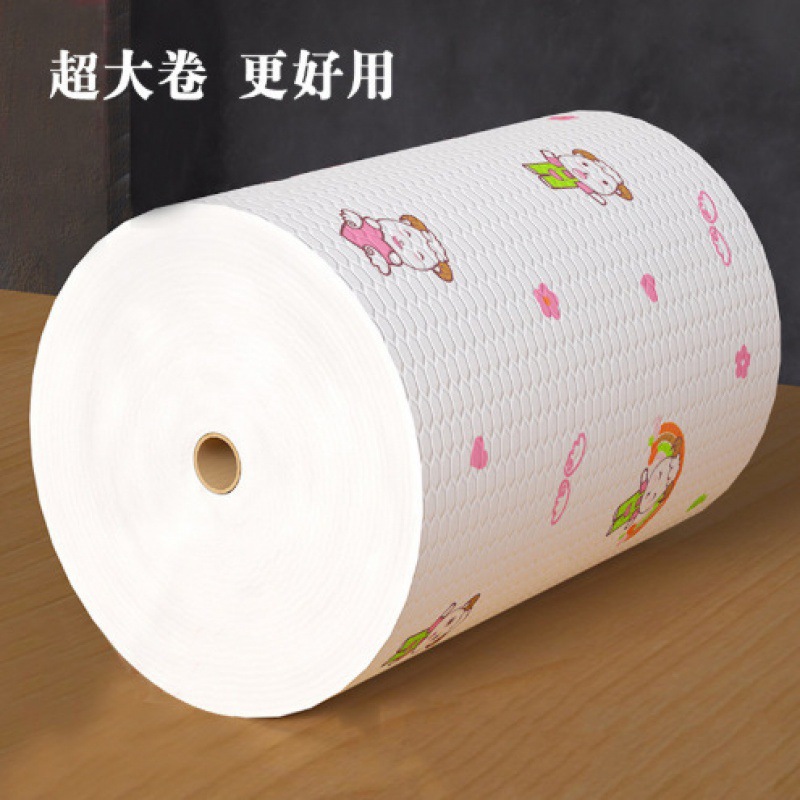 Disposable extra-large roll, dry and wet use dishcloth, thickened non-woven kitchen paper, housework
