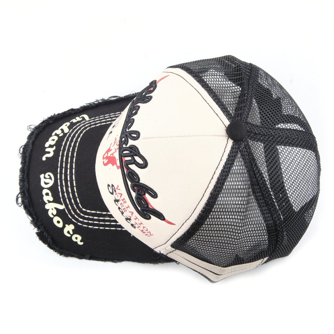 New washed mesh cap for women, summer washed bull head baseball cap, men's casual embroidered cap