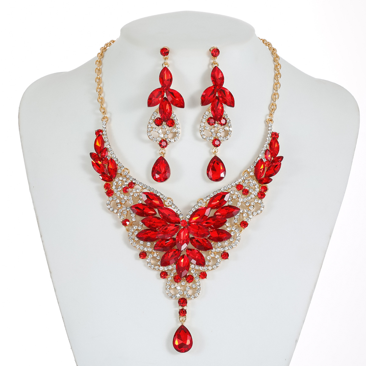 Crystal Gemstone Jewelry Necklace Set Women Accessories Crystal Gemstone