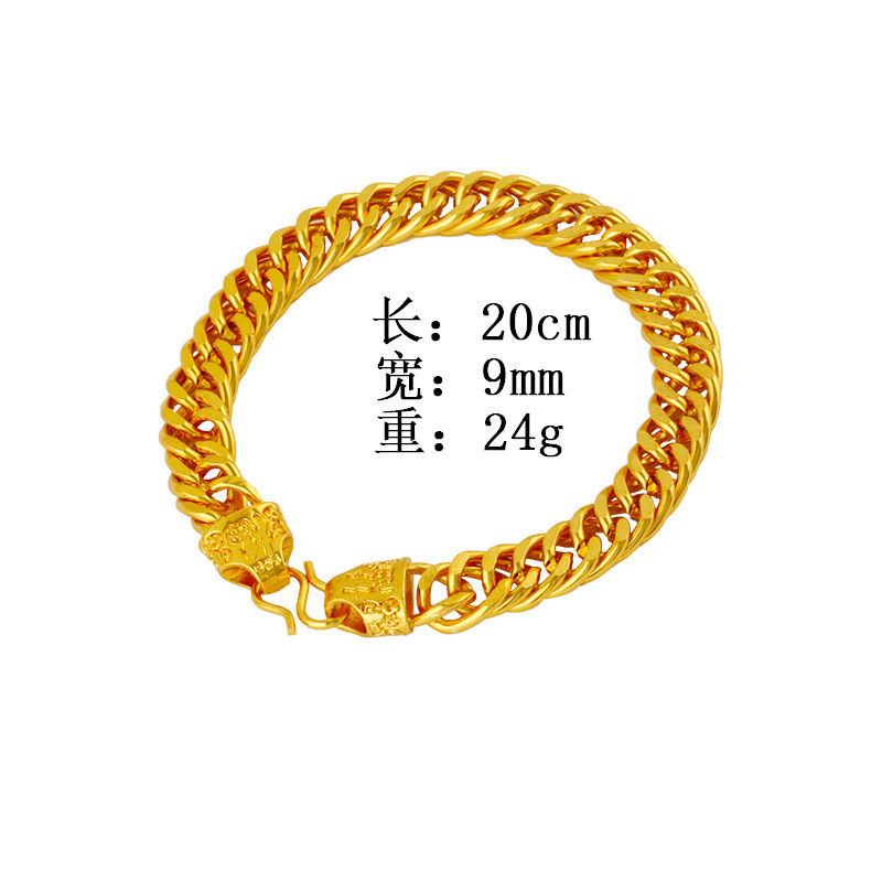 Imitation blessing bracelet men's bold Vietnam sand gold bracelet boss gold-plated snake bone chain president chain stamp 999