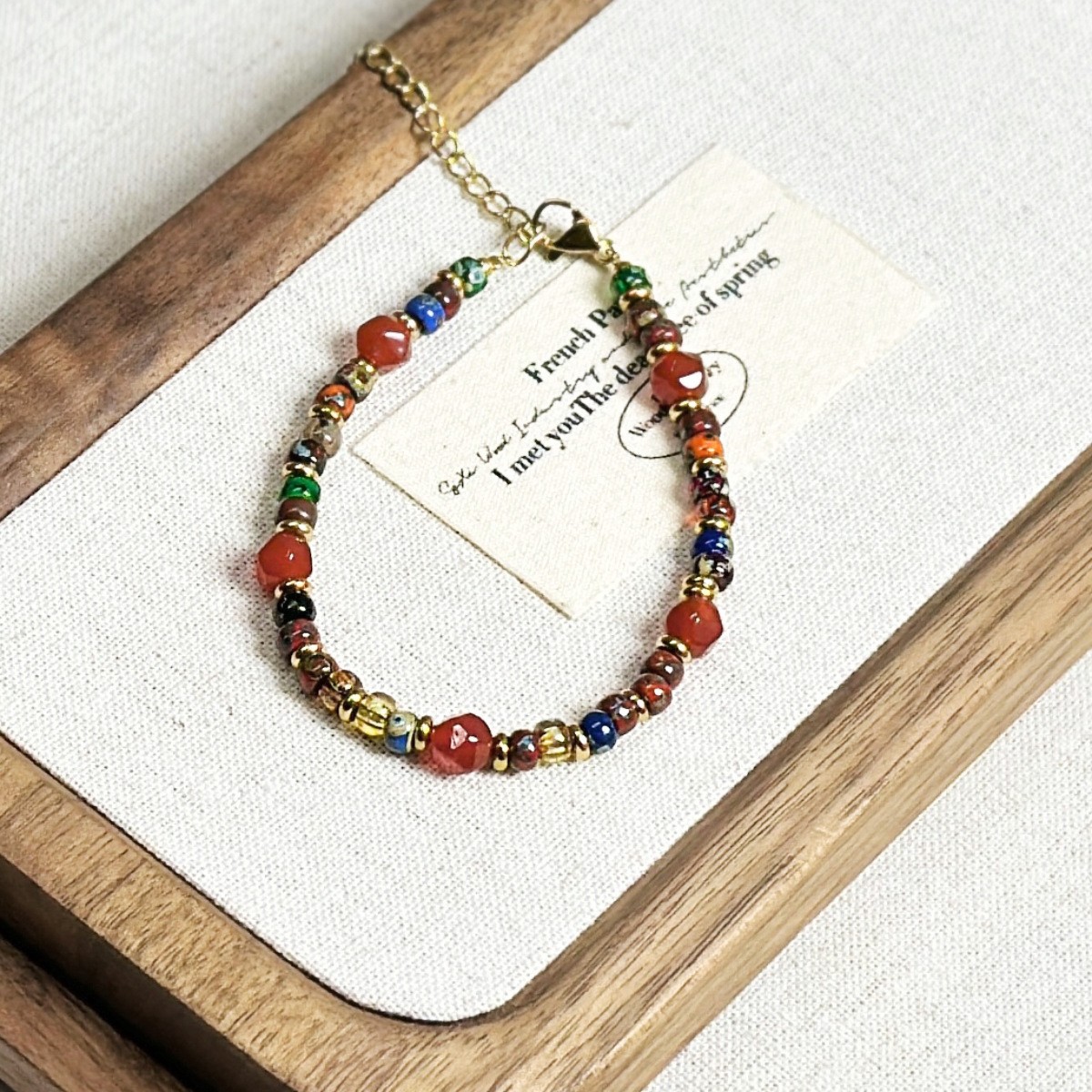 New Chinese Style Natural Stone Freshwater Pearl Crystal Titanium Steel Bracelet Handmade Beaded Agate Dopamine Bracelet