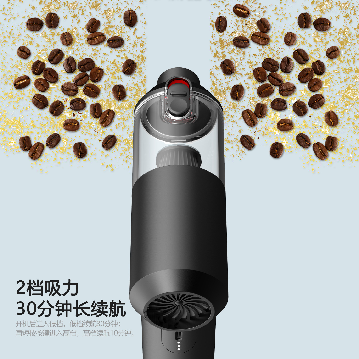 Brushless Motor High Suction Large Battery Suction Blow Vacuum One-Key Dust Removal Foldable Car Vacuum Cleaner
