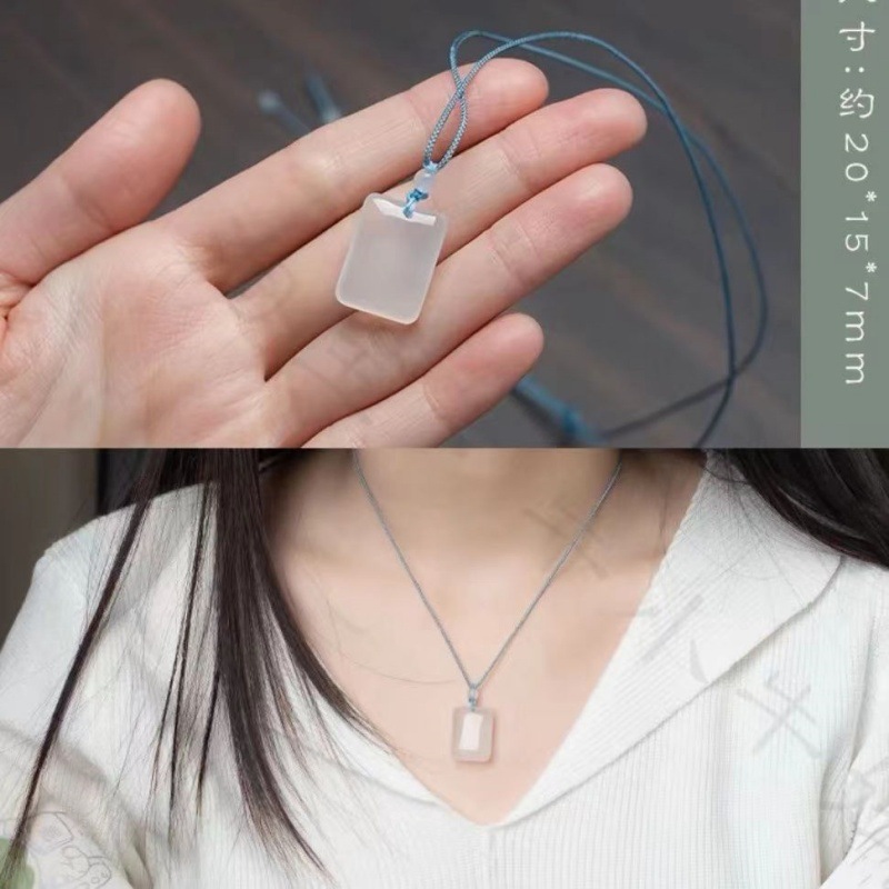 New Ice Seed Horse Material White Chalcedony Pendant Peace Button Auspicious Cloud Lock Ice Transparent No Event Pendant Live Broadcast