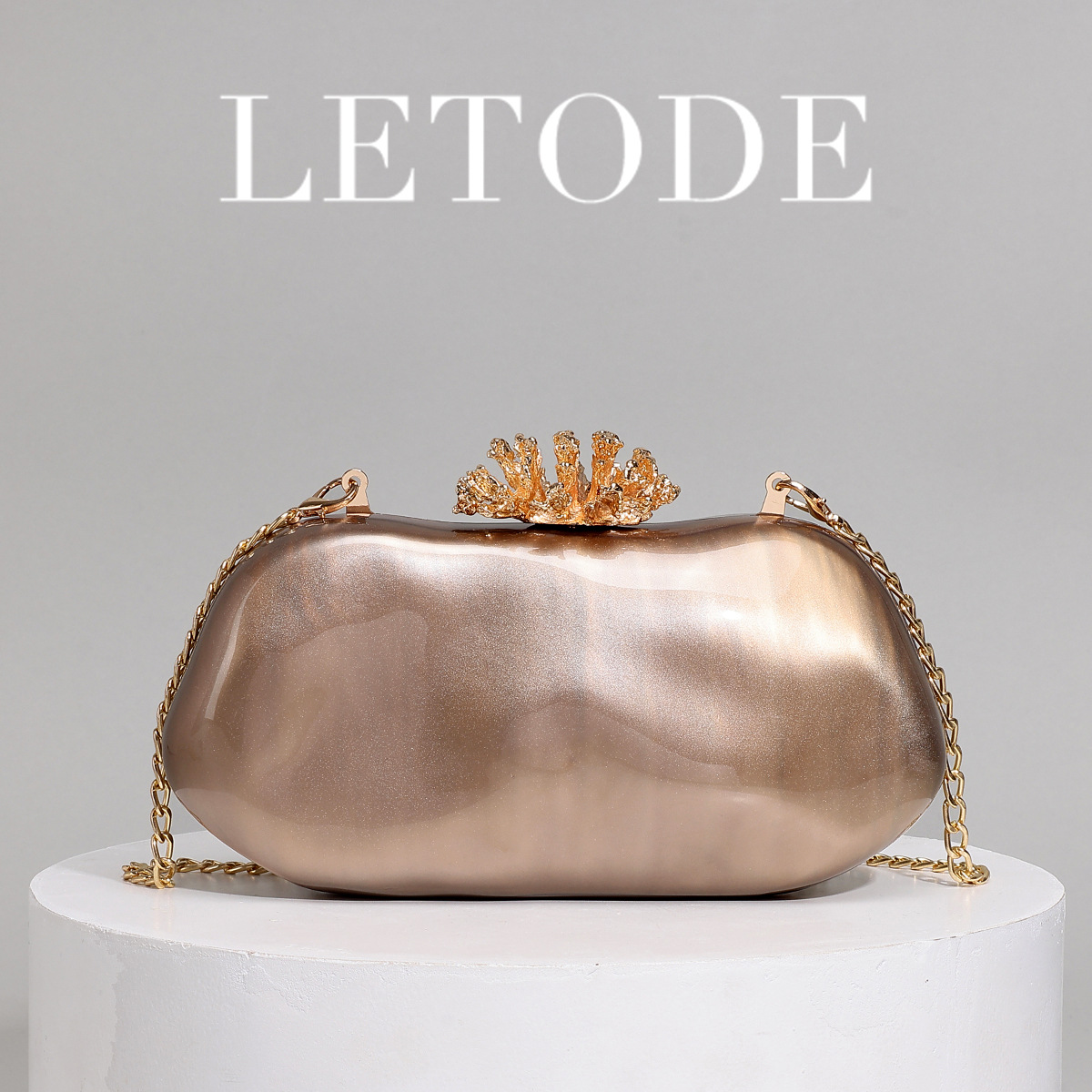 New Flower Mold Pressed Pure Color Acrylic Evening Bag Irregular Clutch Chain Bag