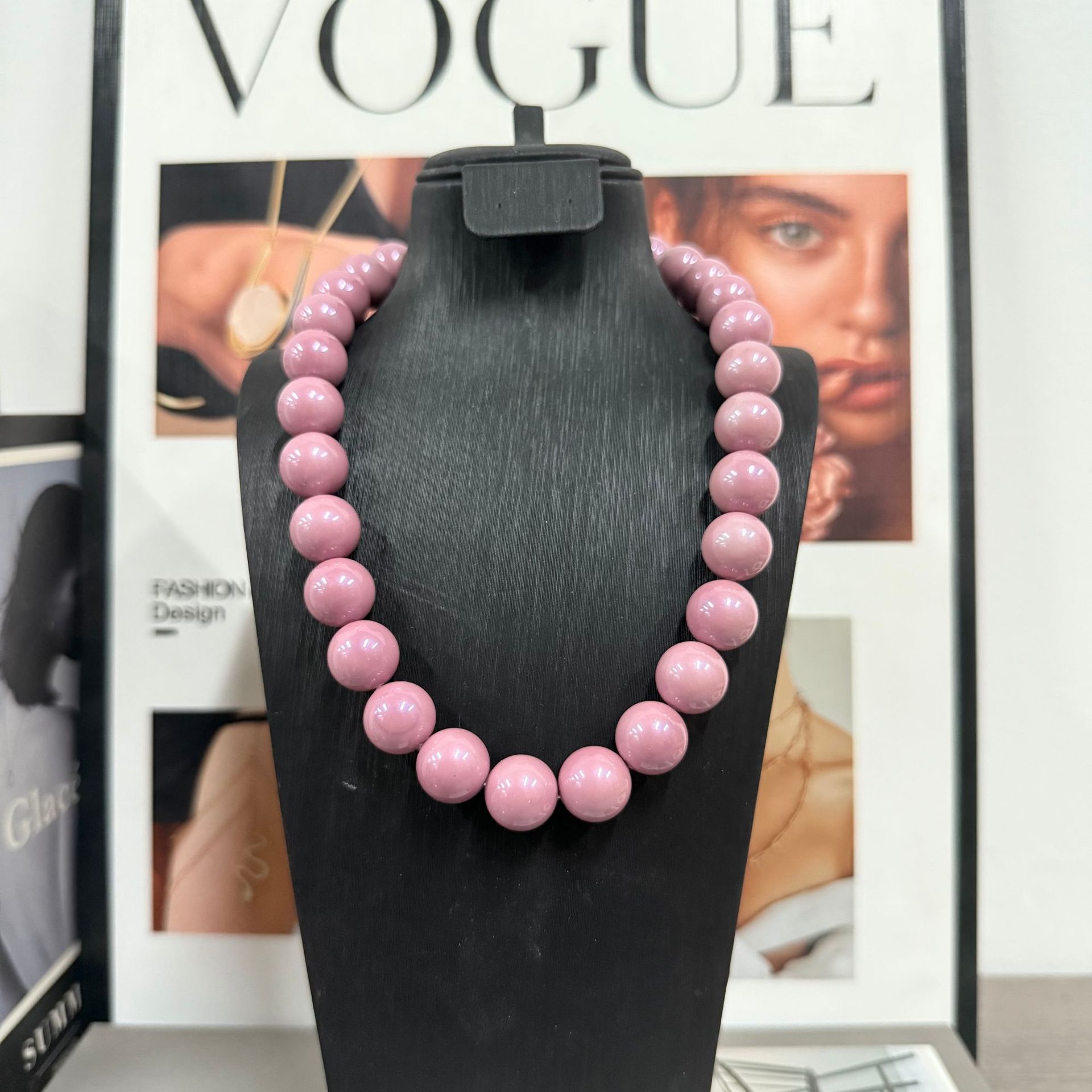 Imitation Swarovski Round Pearl Necklace for Women 14-16mm Large Size Necklace Clavicle Chain Accessories