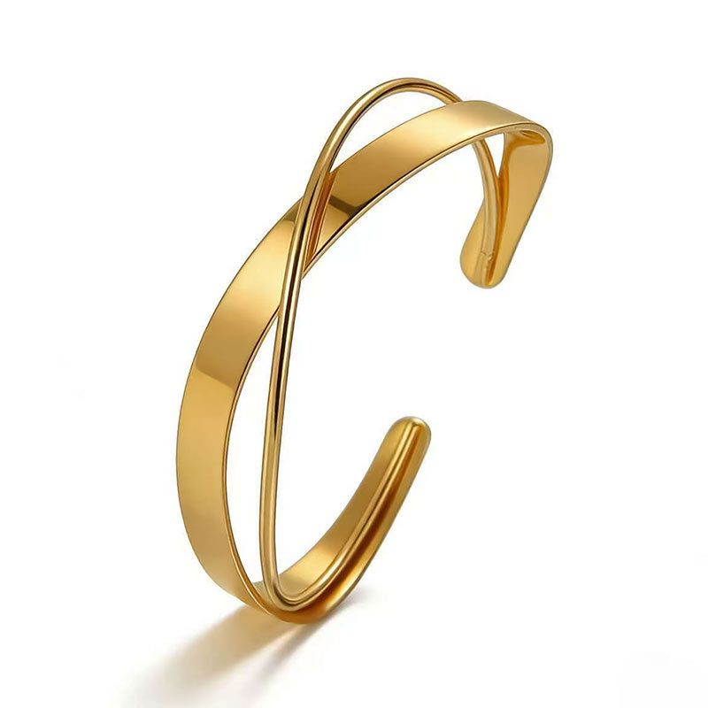 Open adjustable irregular geometric arm ring metal exaggerated cross bracelet arm bracelet