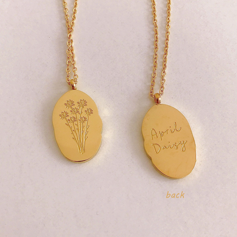 Stainless steel December flower irregular pendant necklace titanium steel December flower birth flower necklace month flower