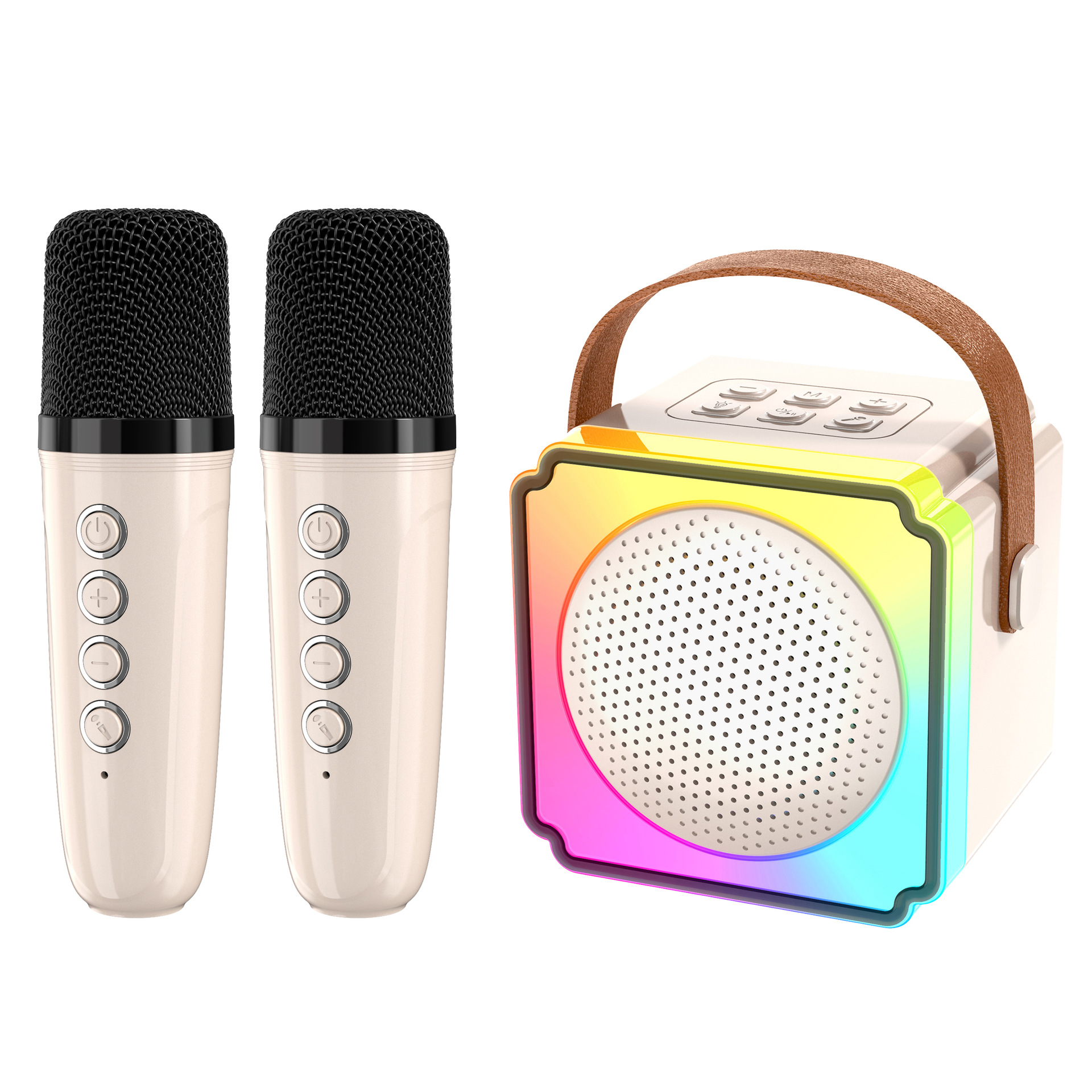 Karaoke Machine Microphone Speaker All-in-One Bluetooth Speaker K Song Microphone Colorful Dual Microphone Sound