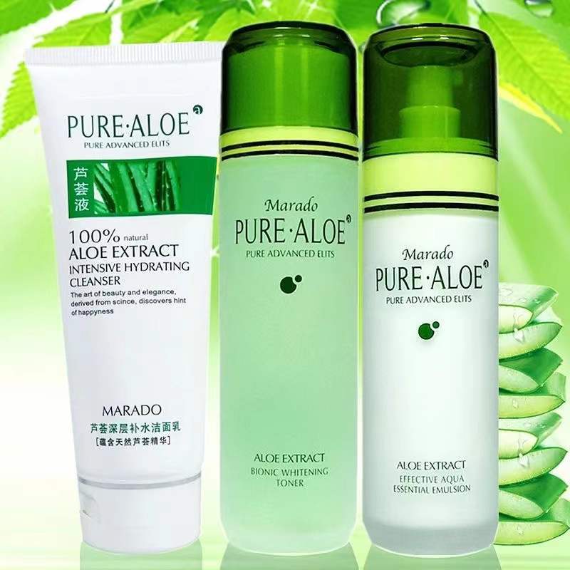 Aloe Vera Gel Moisturizing Water Lotion Set Hydrating Mask Oil-Control Pore Minimizing Softening Water Lotion Pure Plant Face Cream