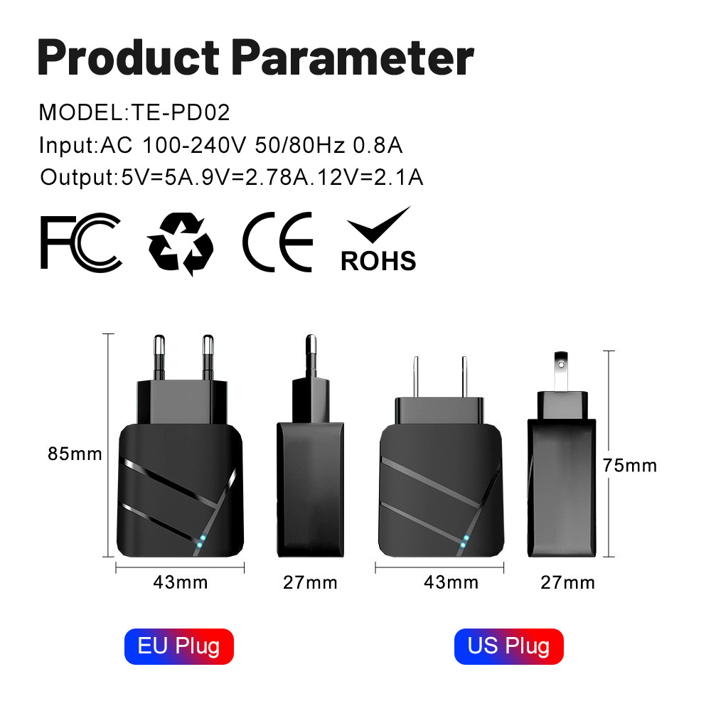 40W PD+QC3.0 Fast Charging Phone Charger Compatible with iPhone 14 Fast Charging PD Charger Travel Charger