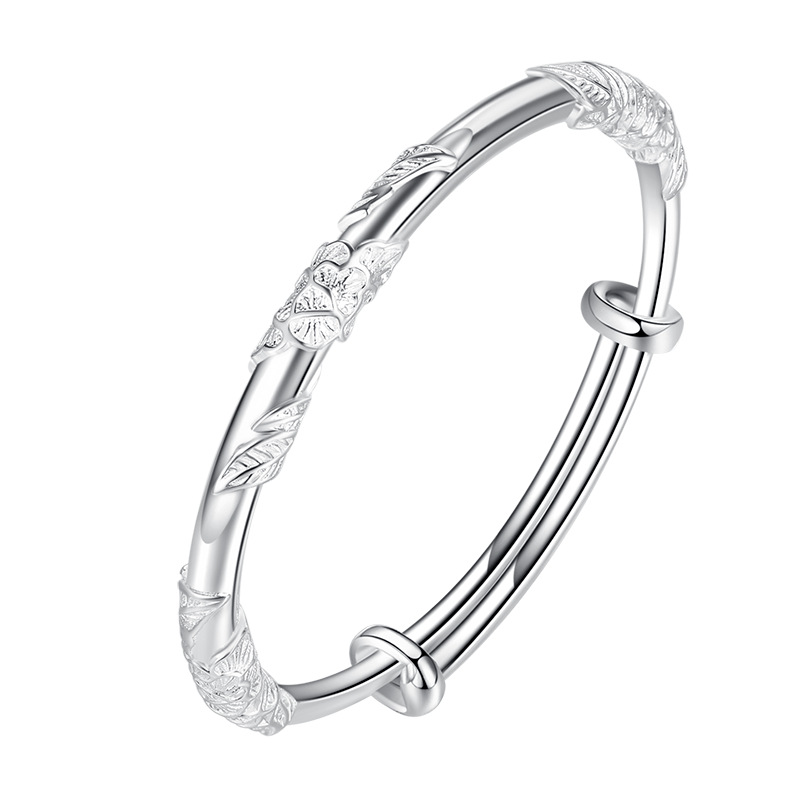 Flourishing pattern silver-plated solid bracelet s999 pure silver bracelet silver jewelry gift gift