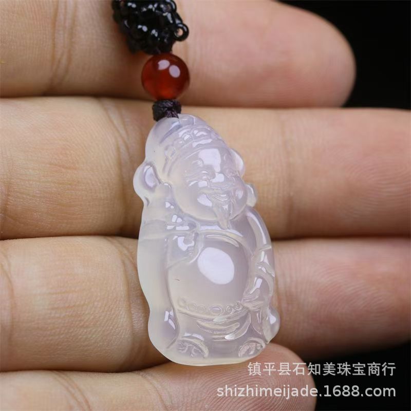 Ice Seed White Chalcedony Maitreya Buddha Jade Pendant Men Women Peace Button Agate Pixiu Multi Pendant