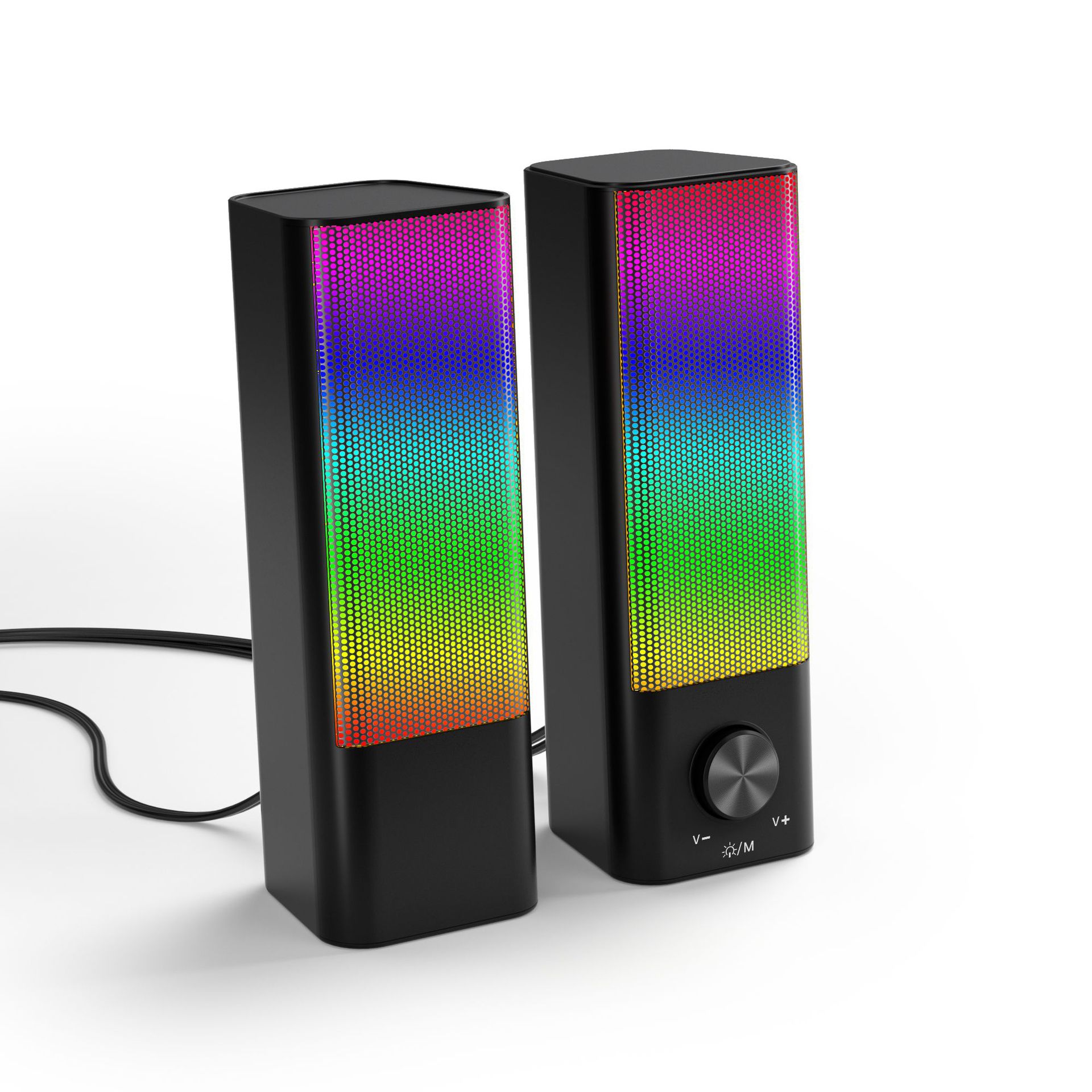 Custom-Designed Color-Changing Desktop Speakers with Magnetic Mount—SoundBoss Bluetooth USB 2.0 Home, Gaming, and Computer Speakers