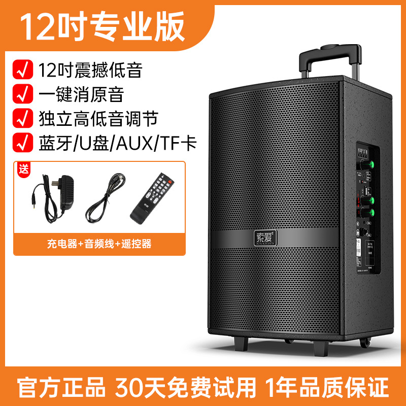 Soai F36 Square Dance Speaker Outdoor Performance K Song Dance 15-inch Mobile Pull Rod Bluetooth Speaker with Microphone