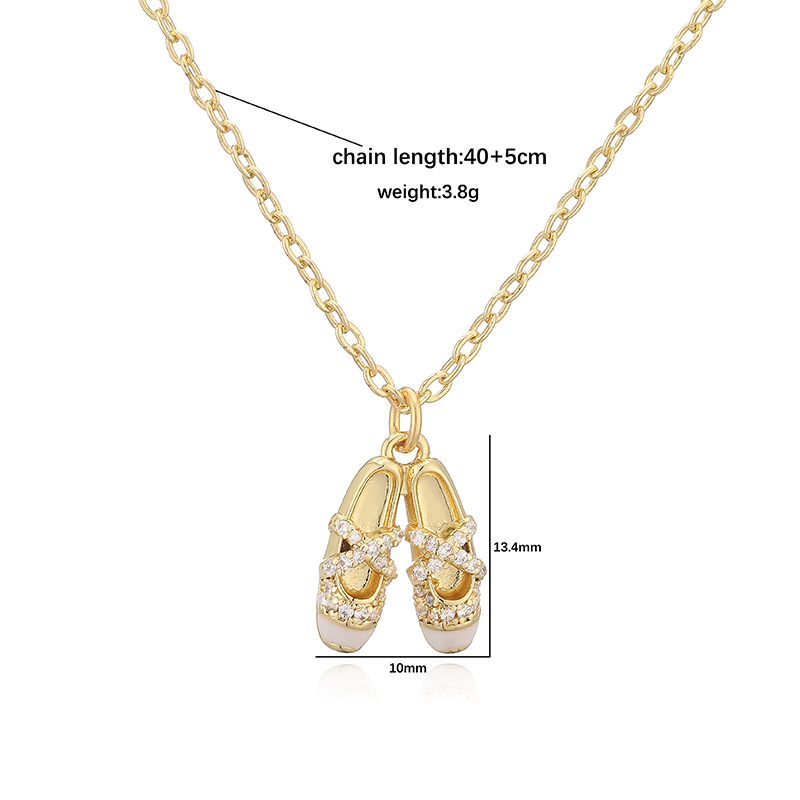 Sweet Colorful Drip Oil Ballet Shoes Necklace and Earrings Layered Jewelry Set
