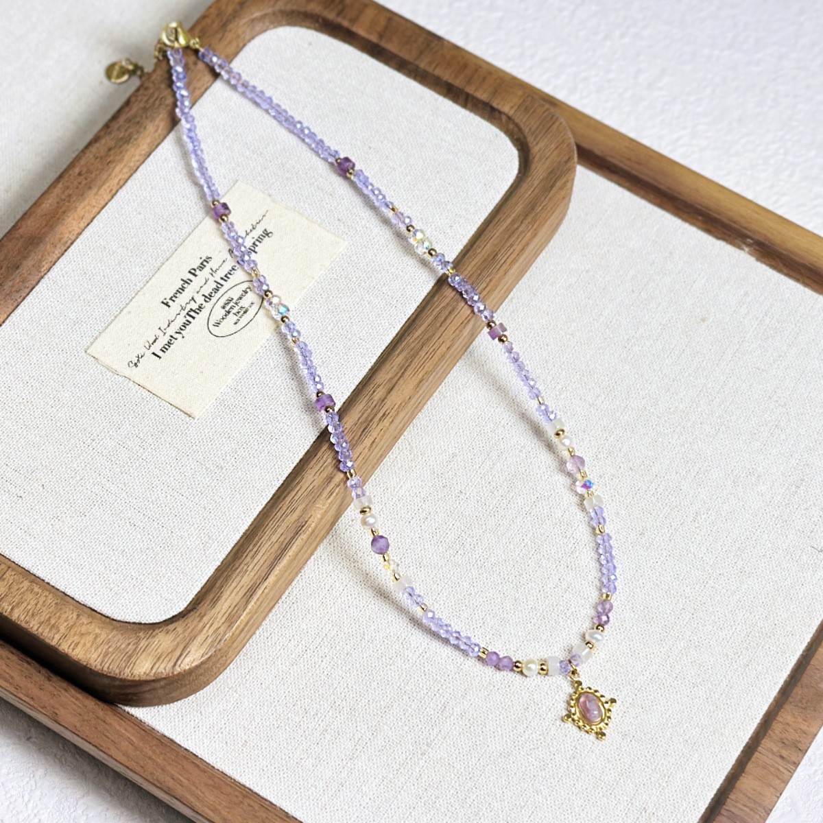 Natural Stone Beaded Pendant Necklace Women New Collarbone Chain Necklace