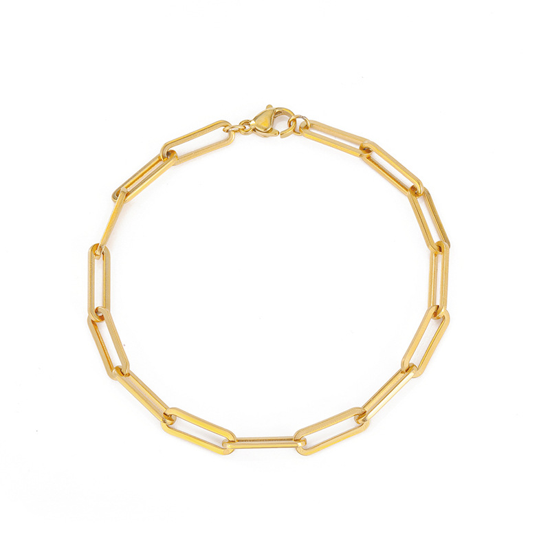 eManco Women's Bracelet Simple Chain Bracelet Stainless Steel Bracelet Gold Plated Hand Jewelry Distribution