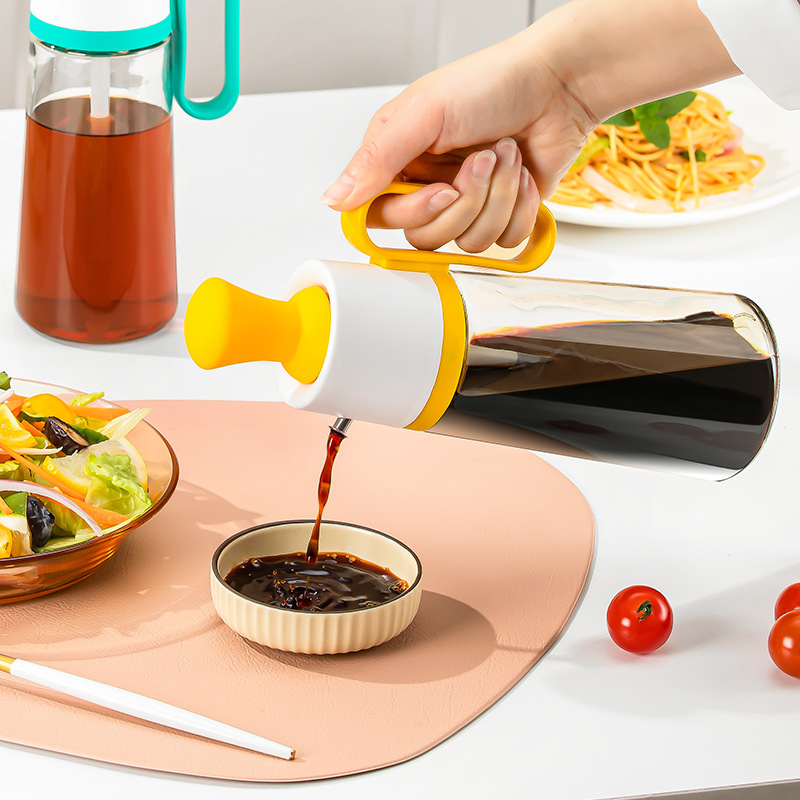 new multifunctional seasoning bottle set press metering oil bottle kitchen supplies glass seasoning bottle soy sauce vinegar bottle