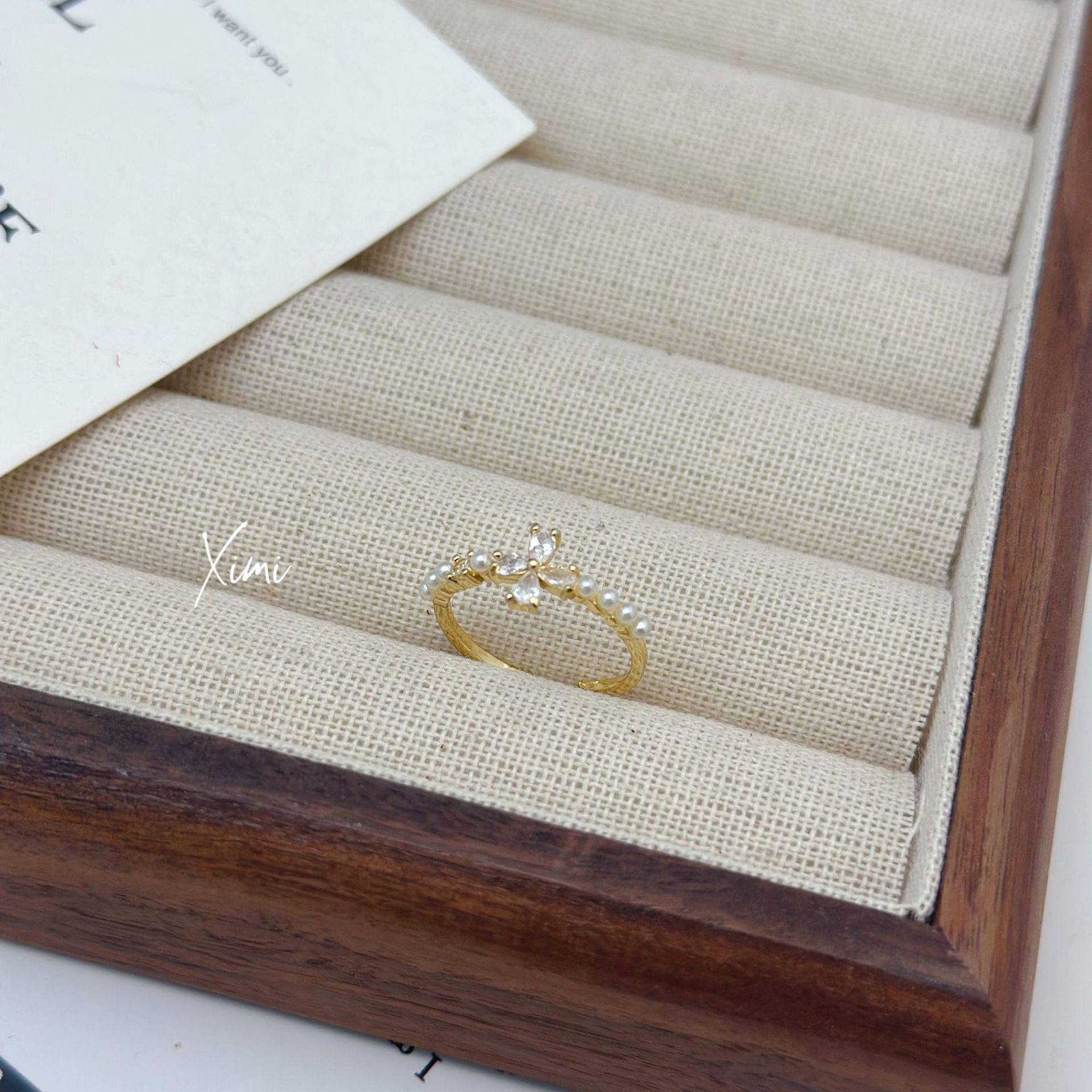 Ultra-Fine Zirconia Pearl Ring~Small Flower Sweet Super Sparkle Band Simple