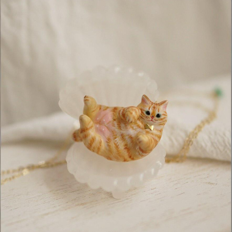 New necklace cute electroplated oil cat oil-plated gold animal series pendant necklace copper