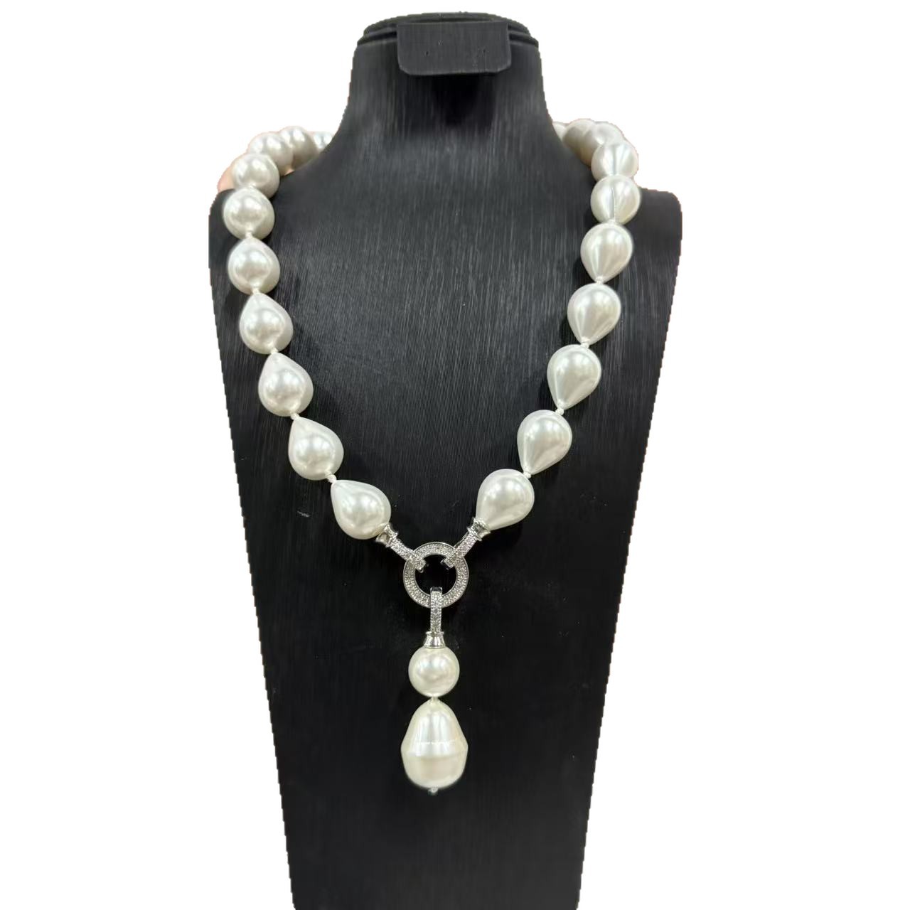 New Teardrop-Shaped Imitation Pearl Necklace, Handmade Beaded Necklace