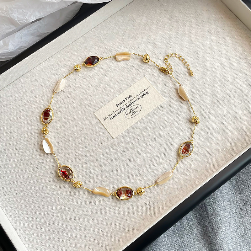Abalone Shell Necklace Accessories Women Autumn Winter Sweater Chain Necklace Feel Accessories
