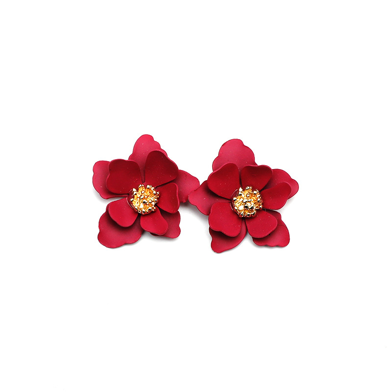 High-quality multi-layer petal flower earrings for women Japanese and Korean sweet and fresh earrings accessories