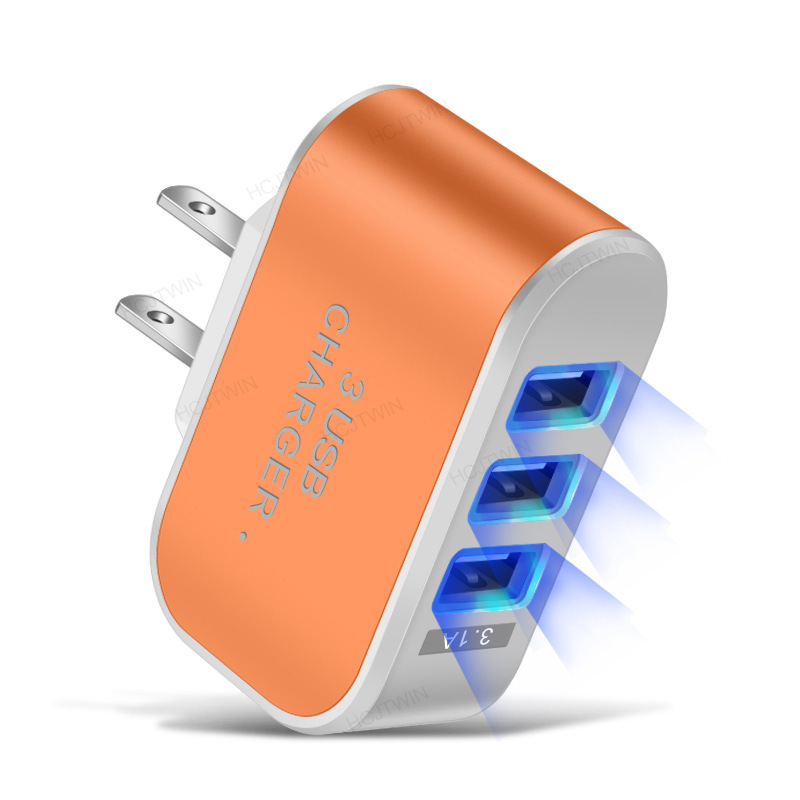 3USB Candy Charger LED Glowing Phone Charger Smart Multi-Port USB Travel Charger