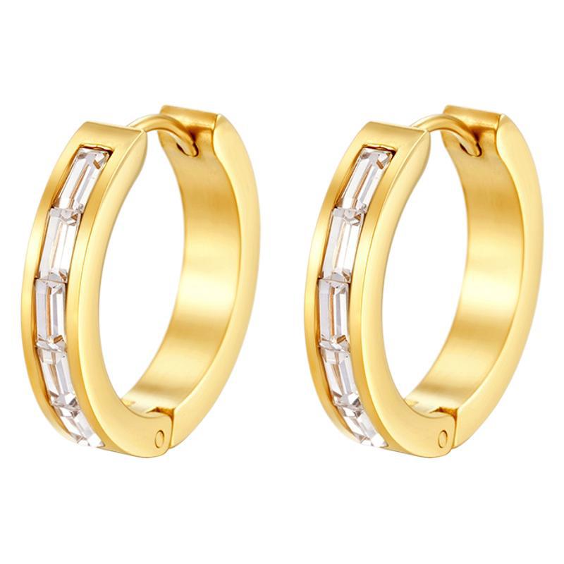 Glue diamond stainless steel earrings for women, set with zircon ear clips, ear accessories