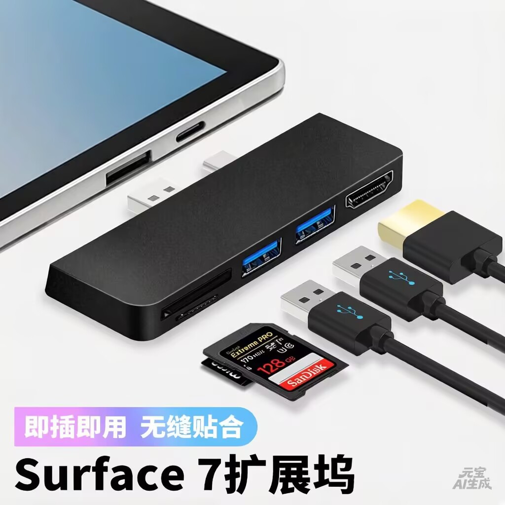 Soft Docking Station for Surface Pro 12/11/8/6 USB3.0 Hub SD/TF HDMI4K RJ45