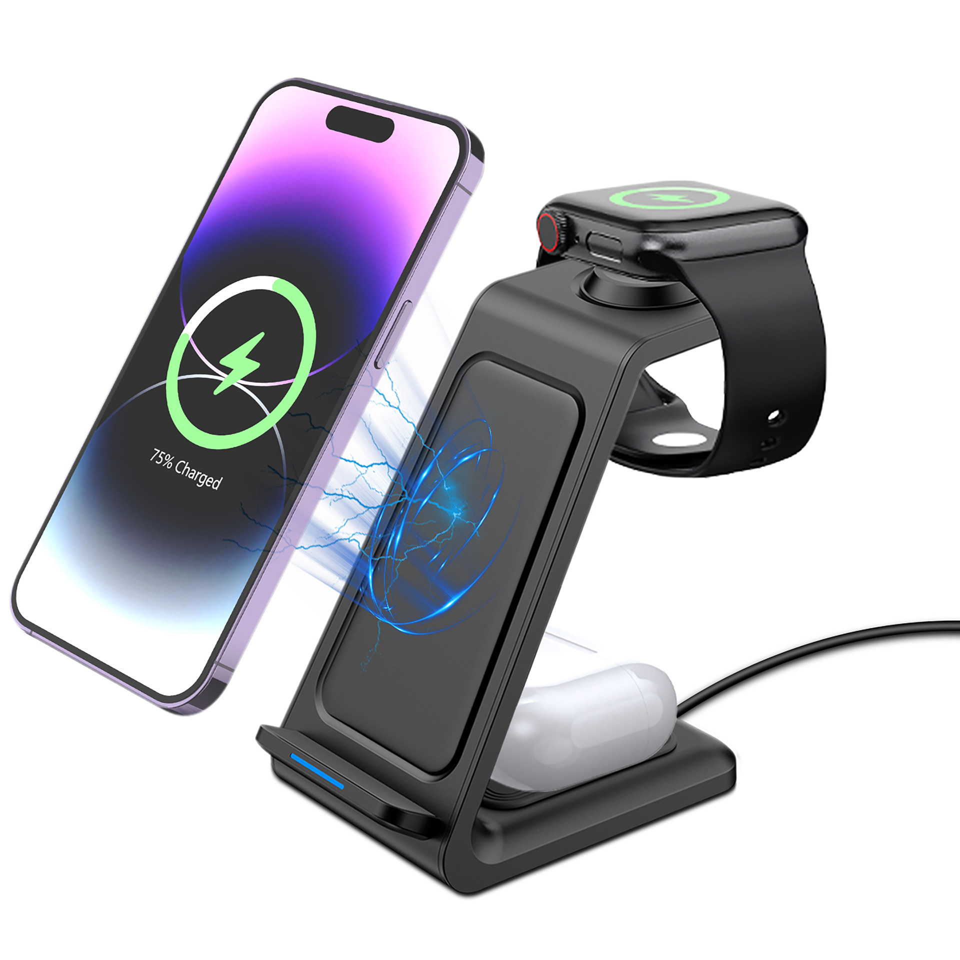 MagSafe magnetic desktop stand wireless charger 15W three-in-one compatible with Apple wireless charger