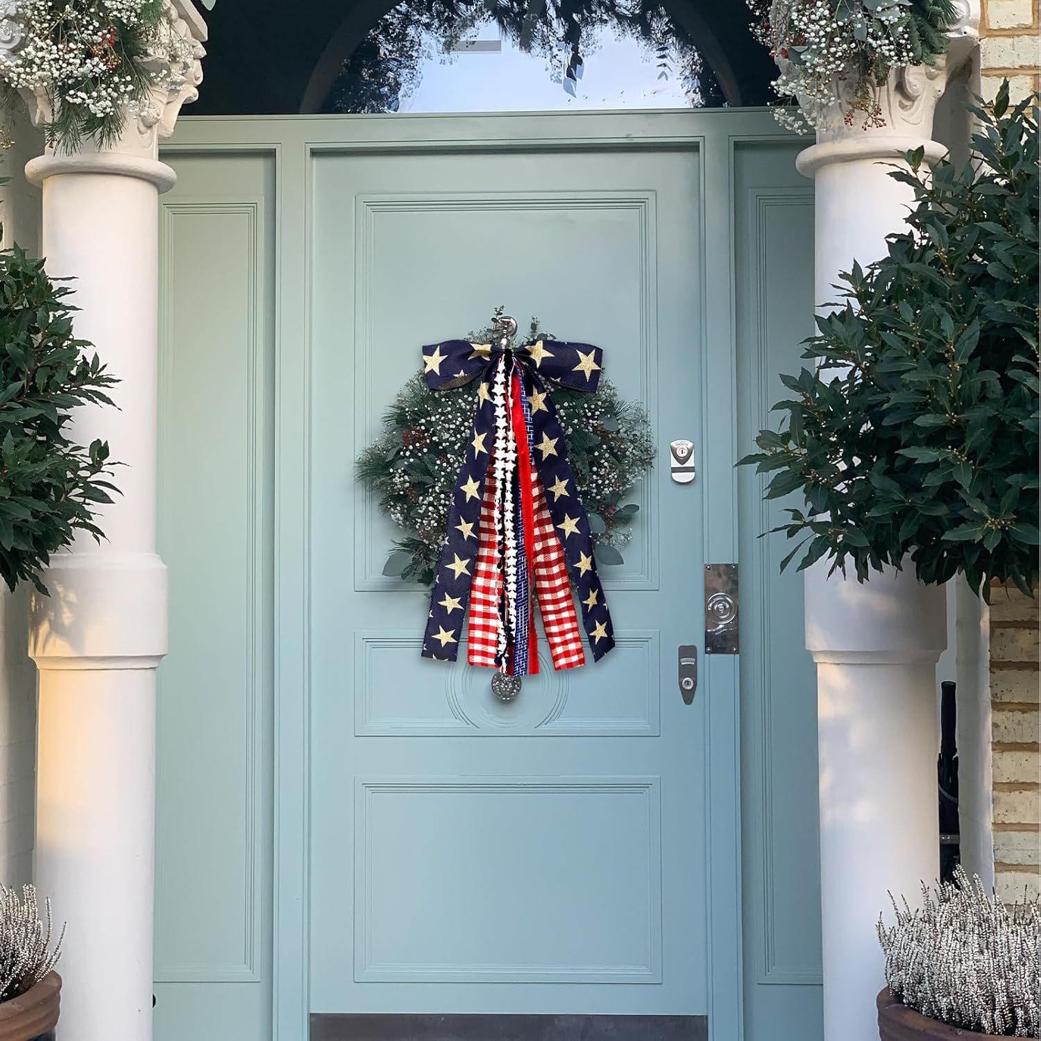 Ribbon Bow USA Flag Ribbon Bow with Wire Edge Independence Day Holiday Decoration Accessory