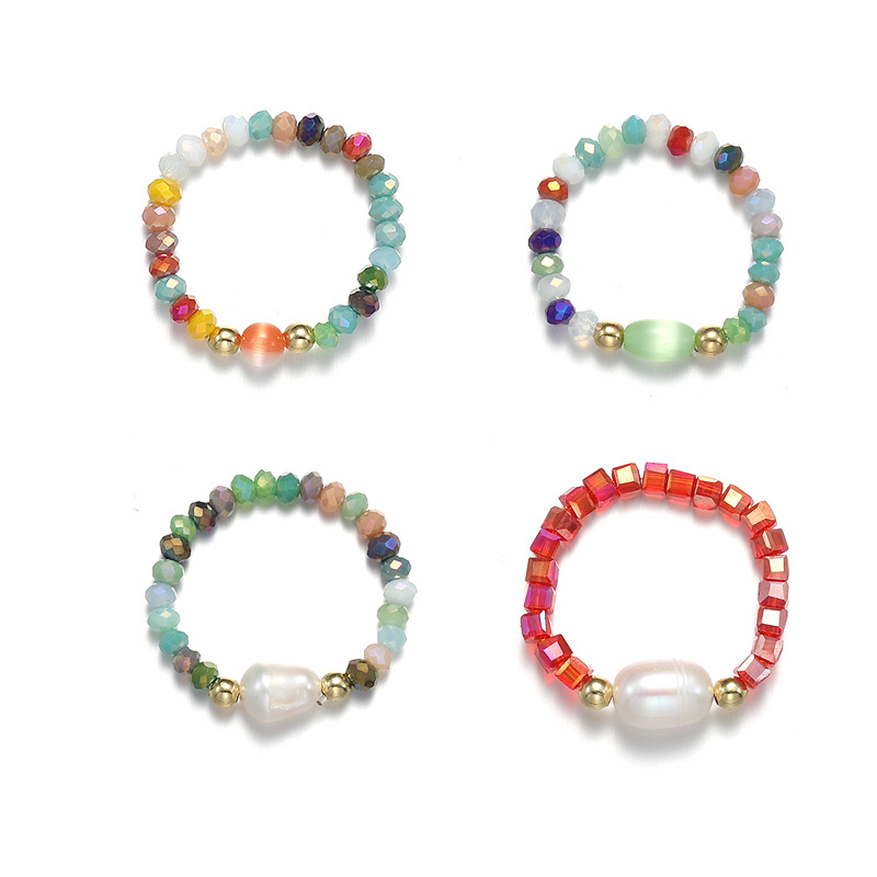 Pearl Ring, Colorful Cat's Eye Bead Stretch Ring, Instagram-Style, Unique and Girly Ring