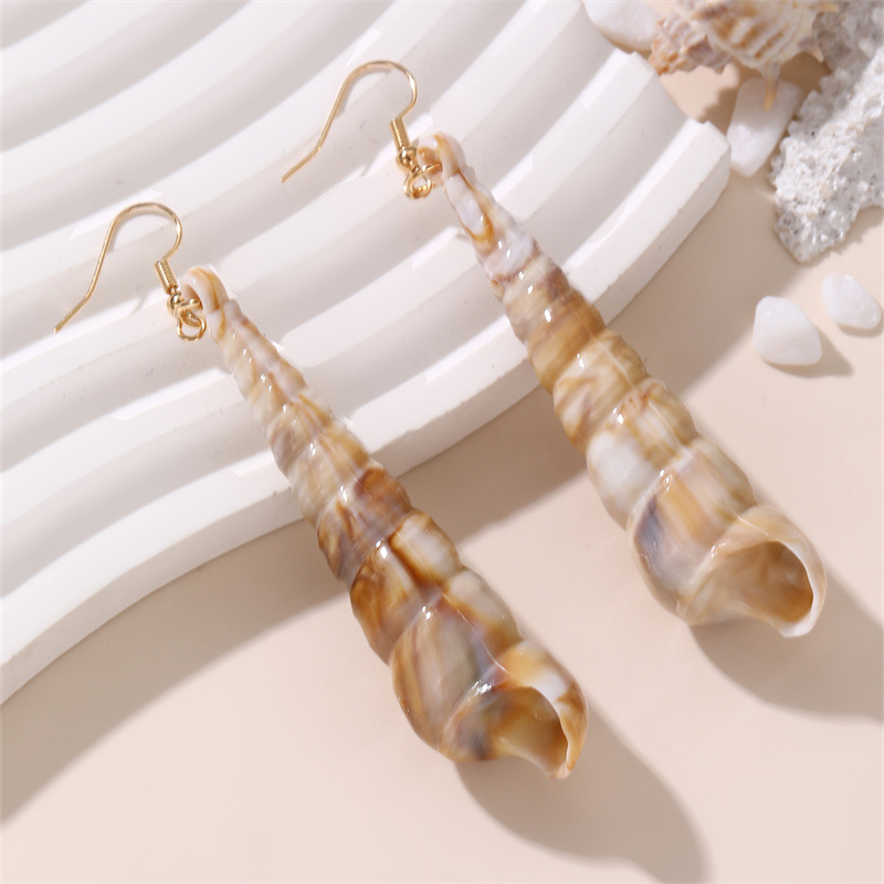 EZ5365 New Shell Conch Earrings Exaggerated Ear Accessories Women's Bohemian Beach Vacation Style Accessory