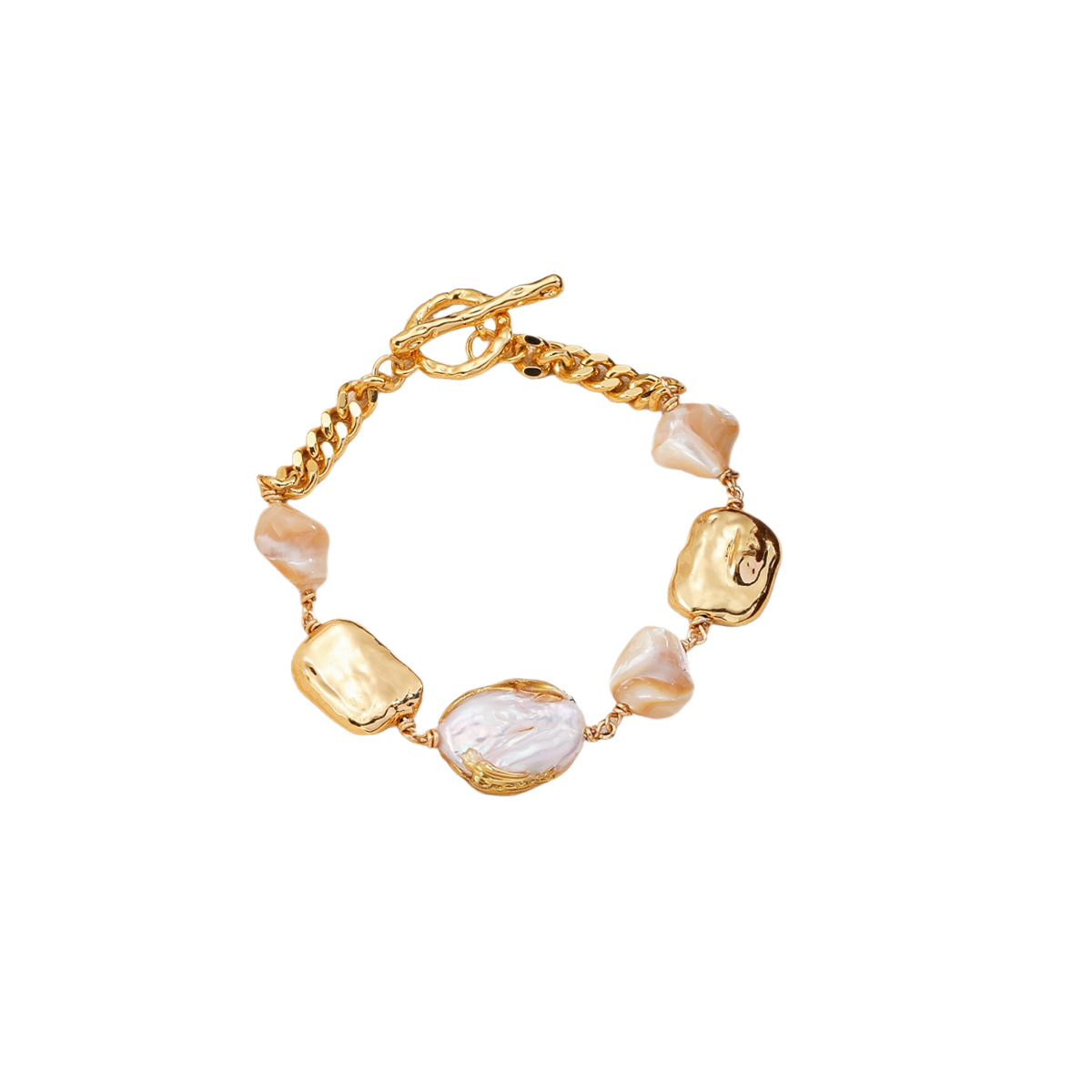 NALA Natural Mother of Pearl Shell Baroque Pearl Necklace Bracelet Set Elegant Jewelry Set