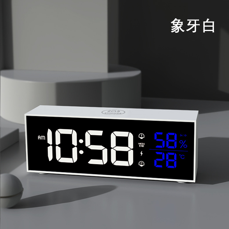 Electronic Alarm Clock Student Clock Bedroom Eye Protection Indoor Thermometer Hygrometer Table Clock Modern Simple