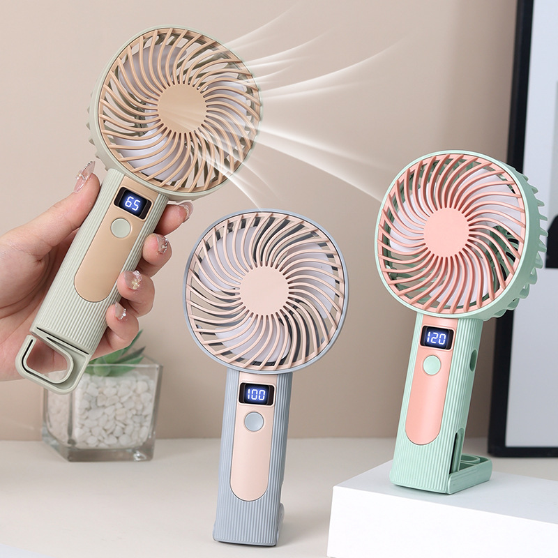 Handheld Digital Display Small Fan USB Charging Vertical and Horizontal Dual-Use Portable Electric Fan 120 Speed Levels Ultra-Long Battery Life