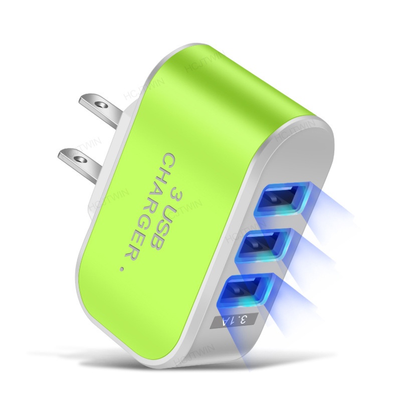 3USB Candy Charger LED Glowing Phone Charger Smart Multi-Port USB Travel Charger