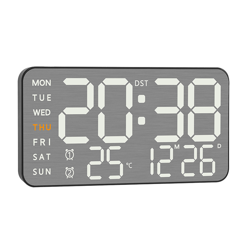 Metal Brushed Feel Wall Clock New Multifunctional Electronic Clock LED Electronic Alarm Clock Simple Alarm Clock